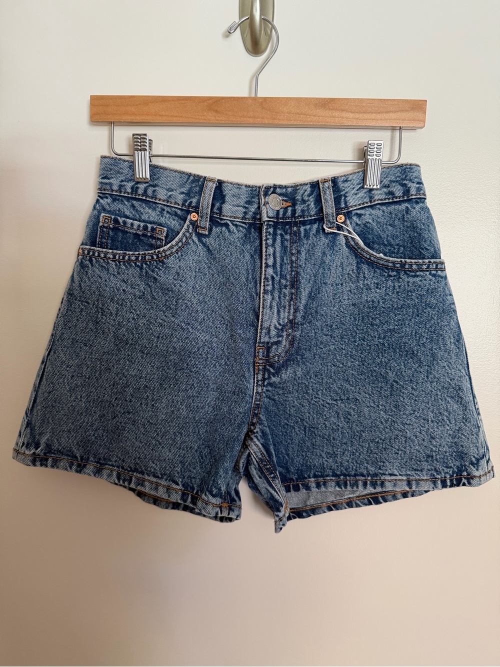 Mango Classic High-Rise Denim Shorts - Blue